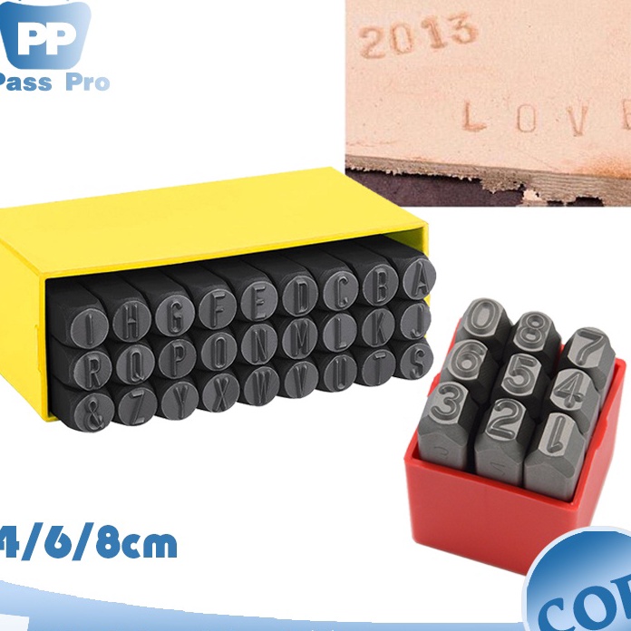 

HJ6 36pcs Alat Ketok Huruf Dan Angka Nomor 9 Letter AZ Letter Punch Set Ukuran 4mm Steel Stamp