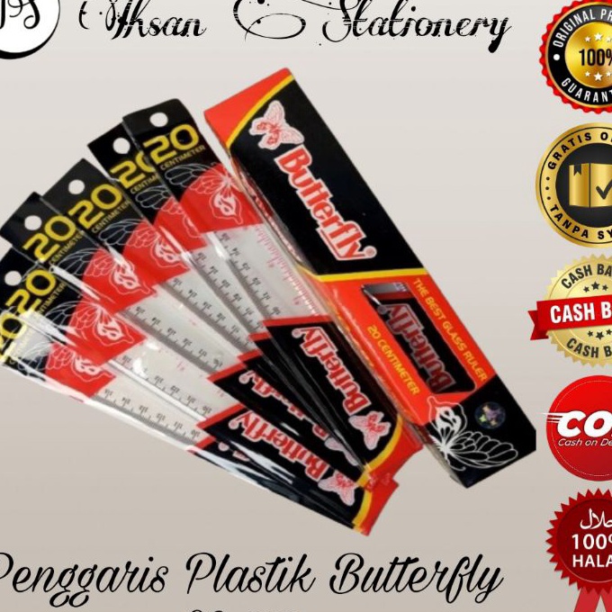 

KP8 Penggaris Plastik Butterfly 2cm Isi 12 Pcs 1 Lusin