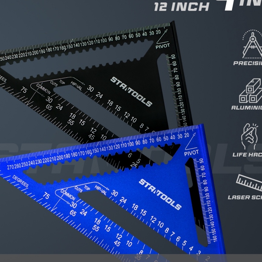 

KP8 Speed Square 12 Inch 3cm penggaris segita woodworking alat tukang kayu