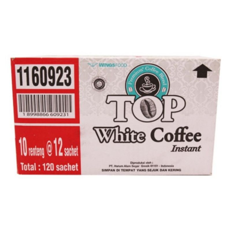 

Kopi TOP White Coffee Instant Sachet 21 gr 1 Dus isi 120 Sachet