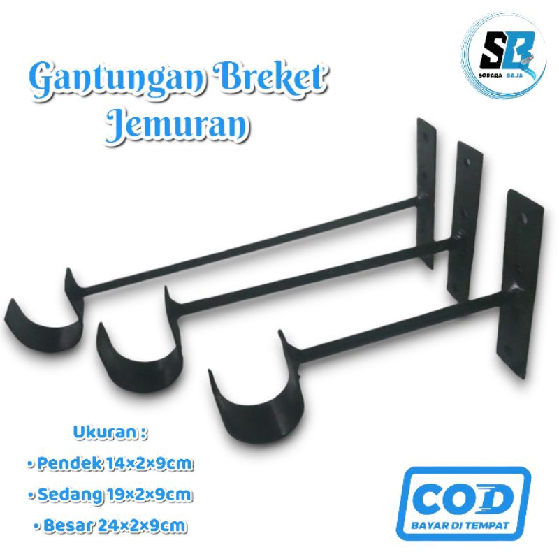 Gantungan Breket Jemuran Tempel Dinding Bahan Besi