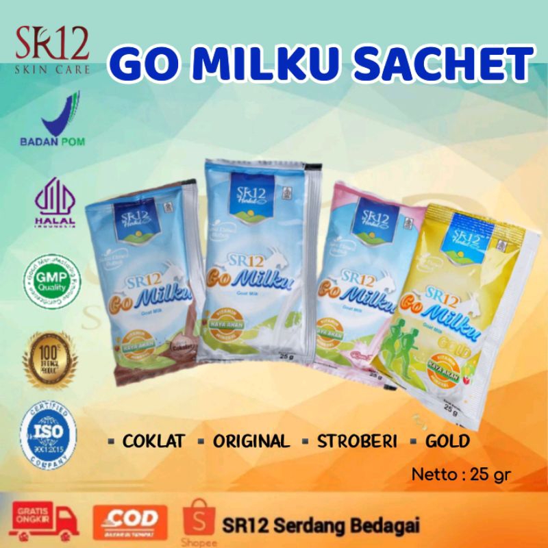 

Go Milku Sachet SR12 / Rasa Original / Coklat / Stroberi / Susu Enak Gak Bau Prengus / Paket Hemat