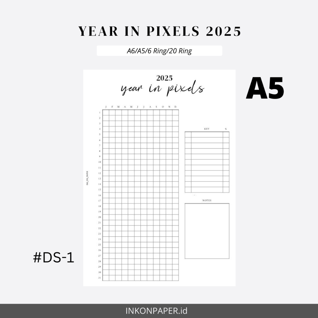 

A5 - Planner 2025, Year in Pixels by INK_ON_PAPER