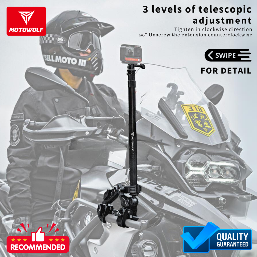Motowolf Holder Gopro Breket Extension Holder Kamera Motor Insta360