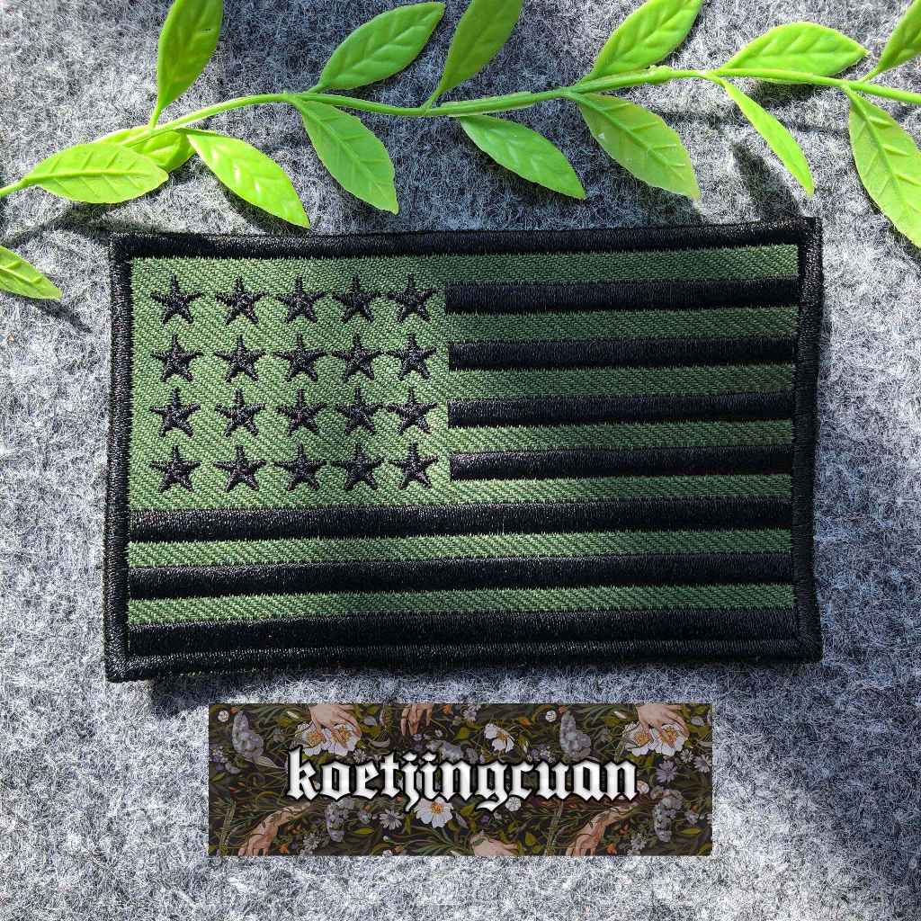 Medium Patch bordir jahit Bendera USA US Army green flag