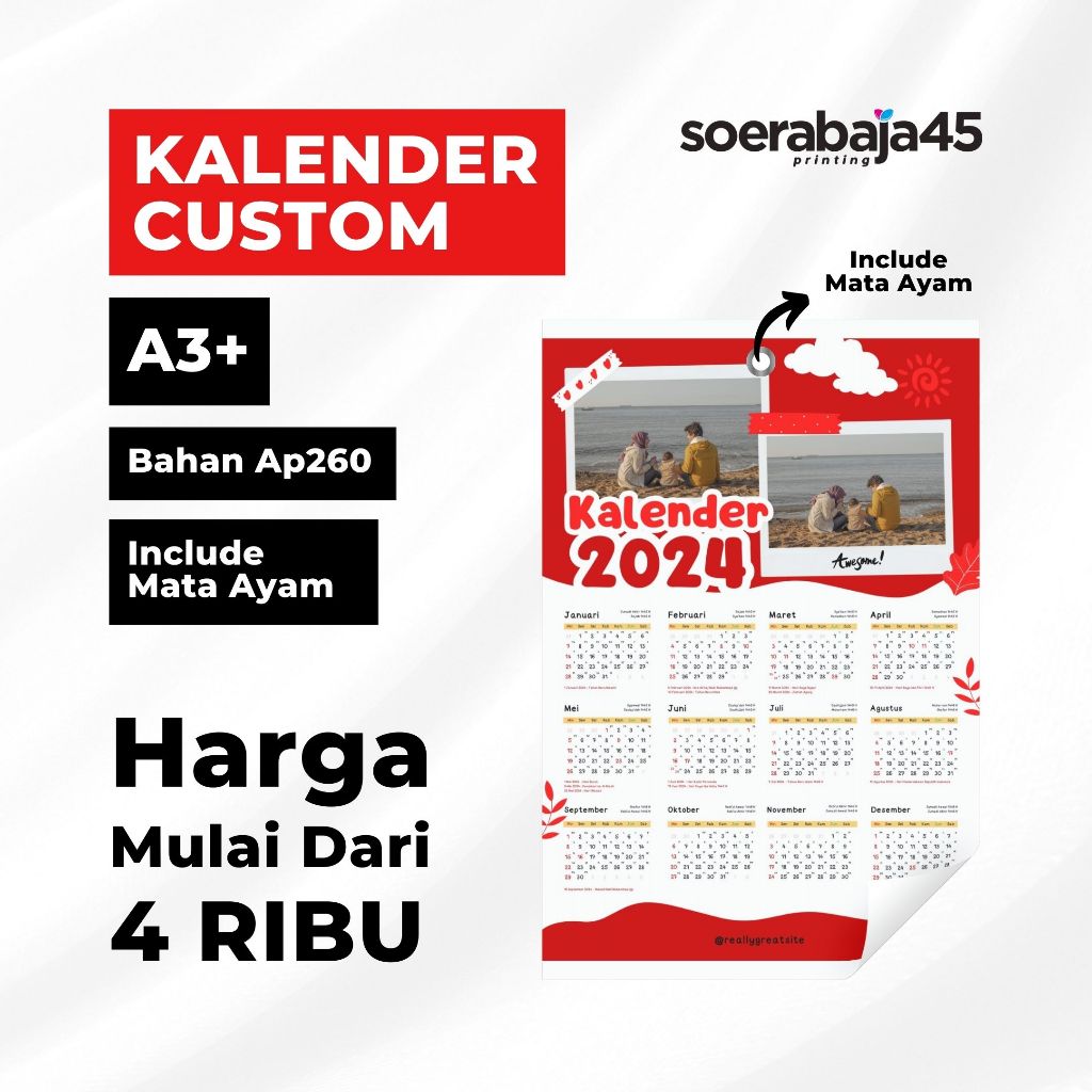 

Kalender Dinding A3+ Custom | Finishing Mata Ayam | Kalender sekolah | Kalender Media Promosi