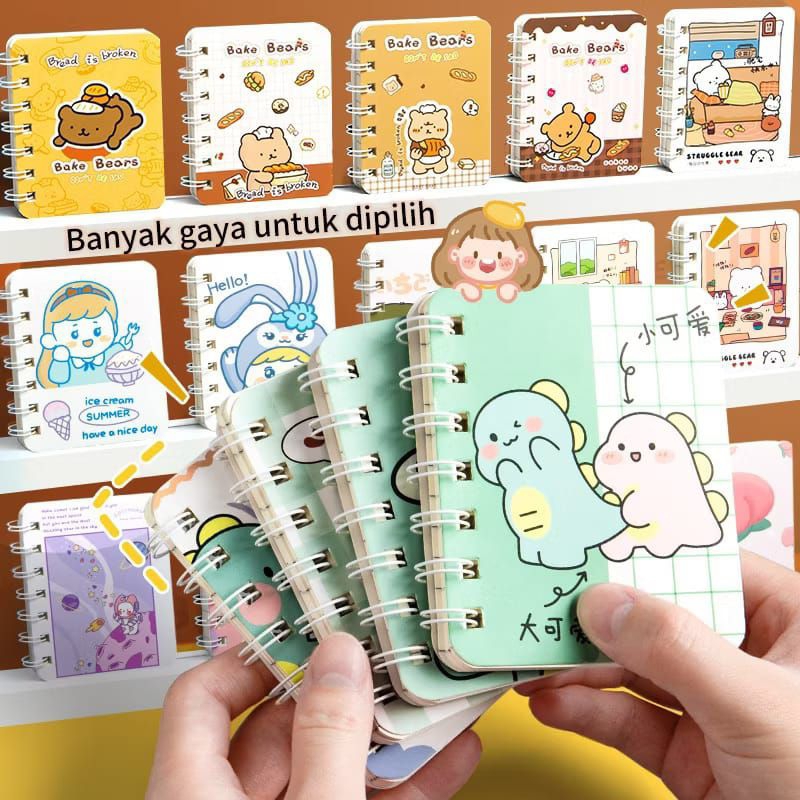 

Note book ring motif memo kecil A7 spiral isi 80 Lembar notebook mini / buku catatan ring / buku tulis ring