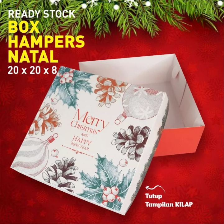 

10 Box Kue Natal Tutup Terpisah Dus Nasi Kotak Hampers Christmas 20x20x8 cm