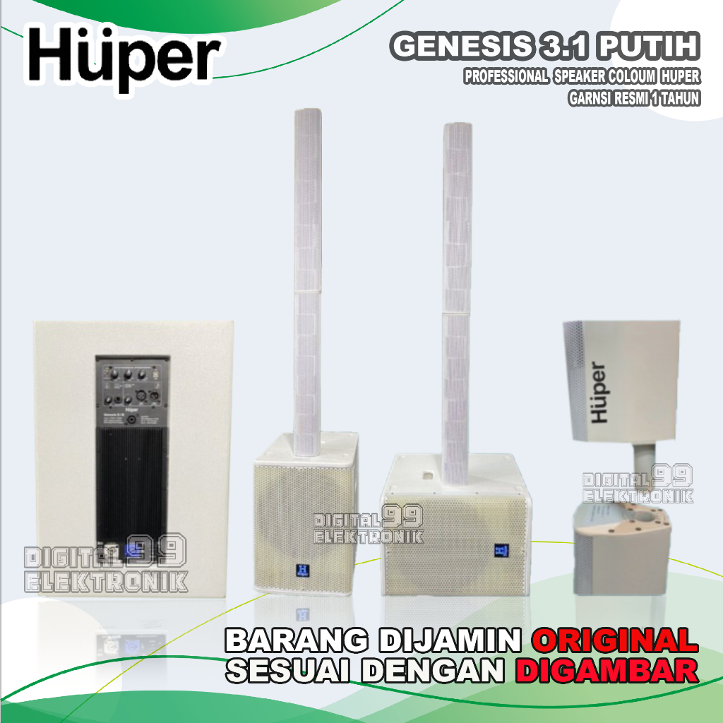 Speaker Aktif Subwoofer HUPER Genesis 3.1 Putih Original Harga 1 Pasang