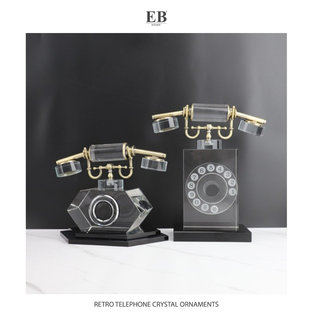 Pajangan Meja Miniatur Telpon Klasik / Retro Telephone Crystal Ornaments EB Home 3870