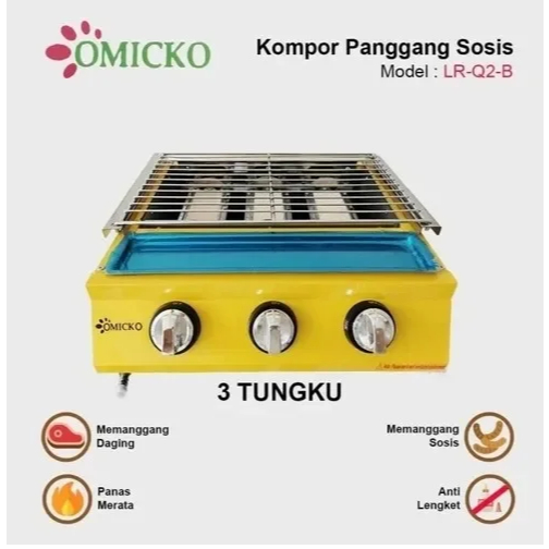 OMICKO Kompor Panggangan 3 Tungku Kompor panggangan sosis
