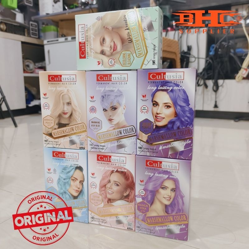 Cat Mewarnai Rambut Pewarna Rambut Cultusia Bleaching 30gr Ash Blue Ash Blonde Light Magical Viola A