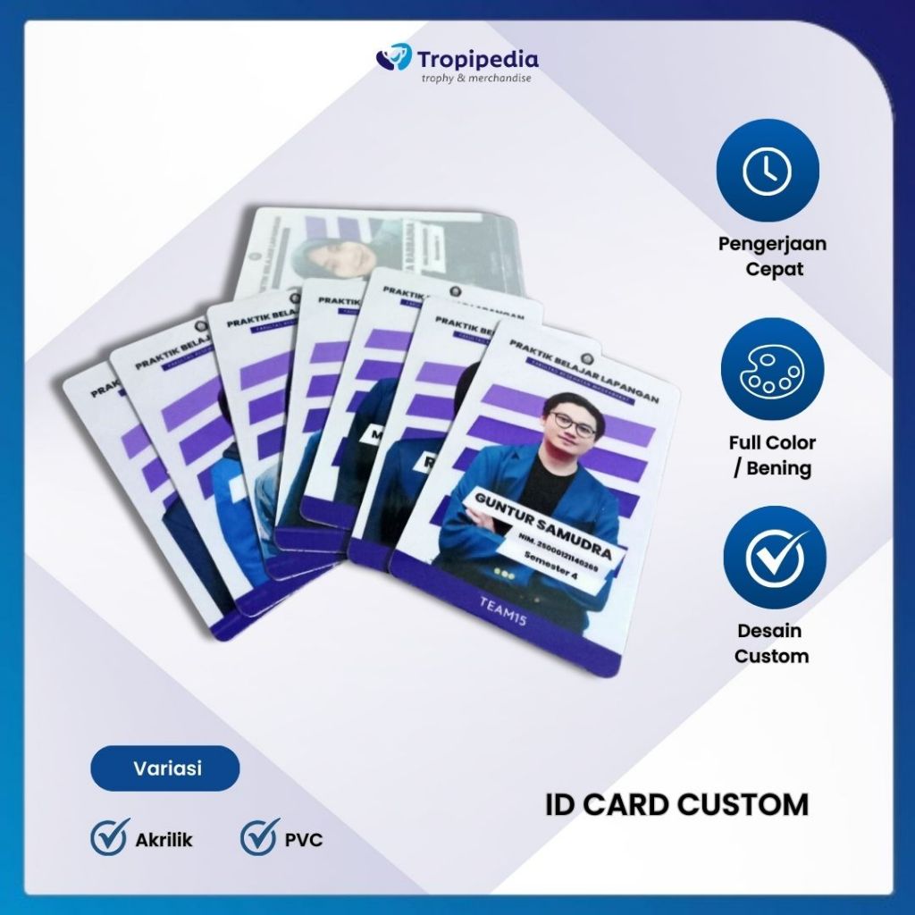 

Cetak ID Card Desain Custom Bahan PVC dan Akrilik