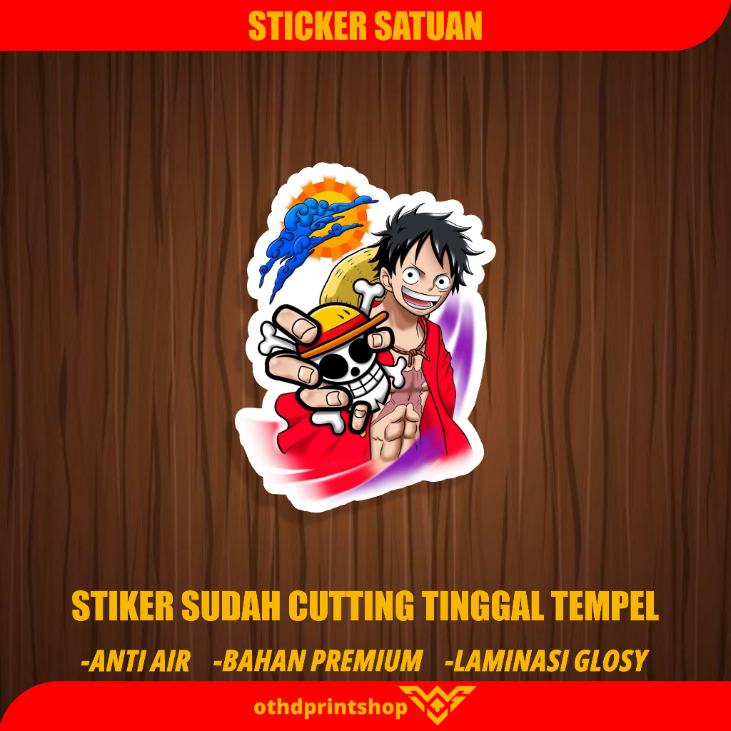

Stiker Onepiece Stiker Luffy princutt Kisscut Stiker Bahan Vinil Tahan Air Waterproof