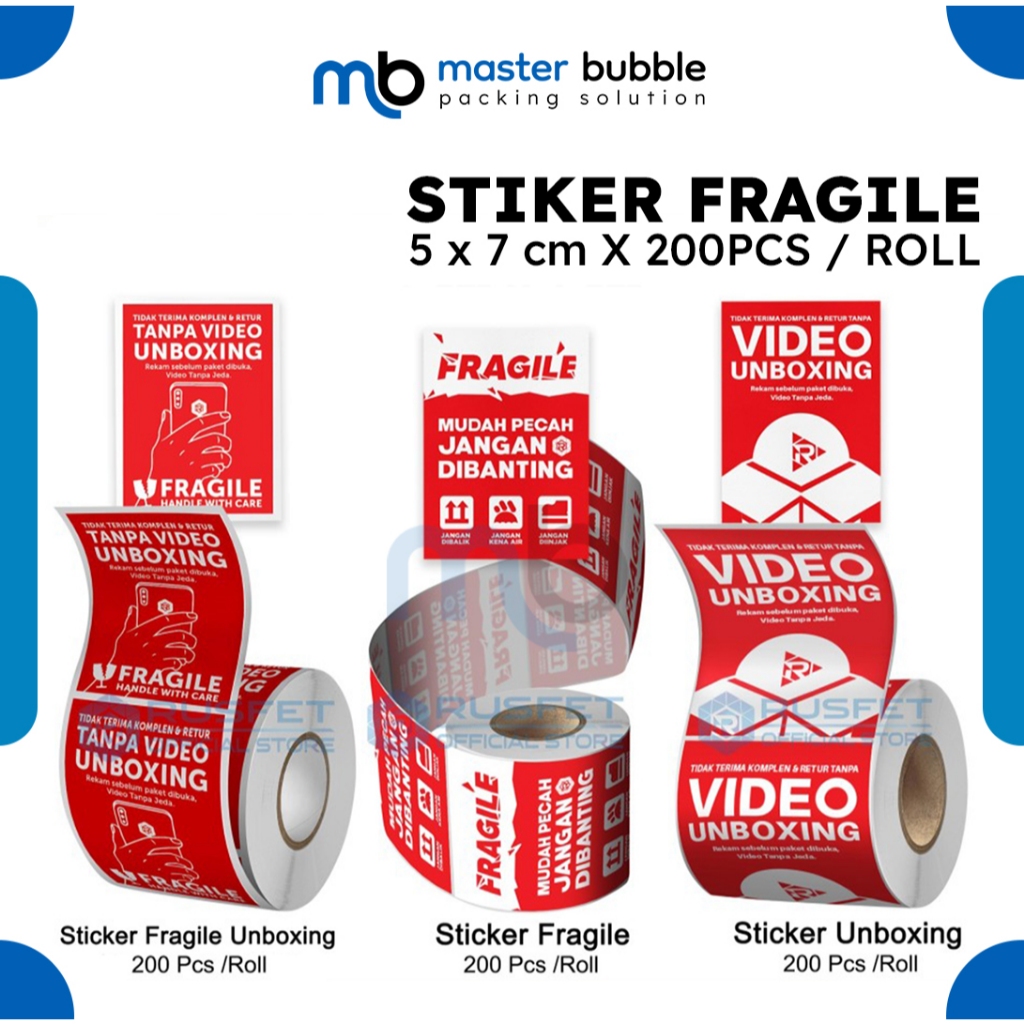 

Stiker Sticker Fragile Unboxing 200pcs Per Roll Rusfet ALL VARIAN - Harga Satuan