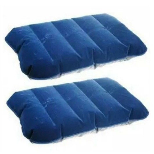 Venturis Bantal Angin Travel/Bantal Tiup PVC Bludru Besar Warna Biru