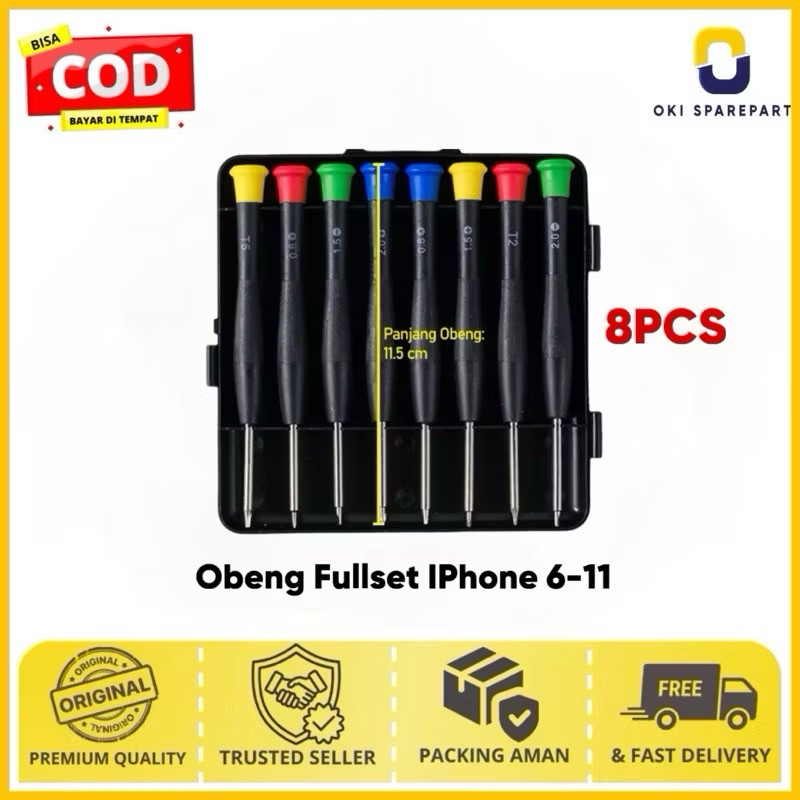 Obeng Iphone 6-iphone 11 Fullset 1 in 8 Fullset Original
