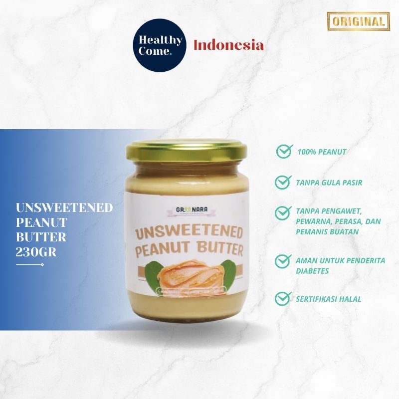 

Unsweetened Peanut Butter / Selai Kacang Alami Tanpa Gula 230gr | Greenara