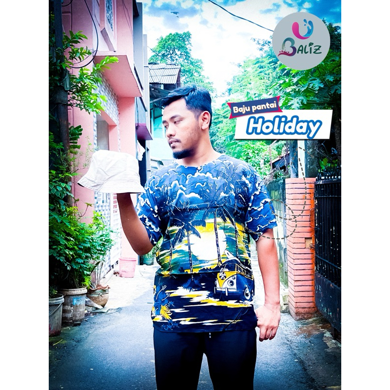 baju pantai bali motif holiday - baju santai - baju barong - baju distro - kaos oblong - kaos barong