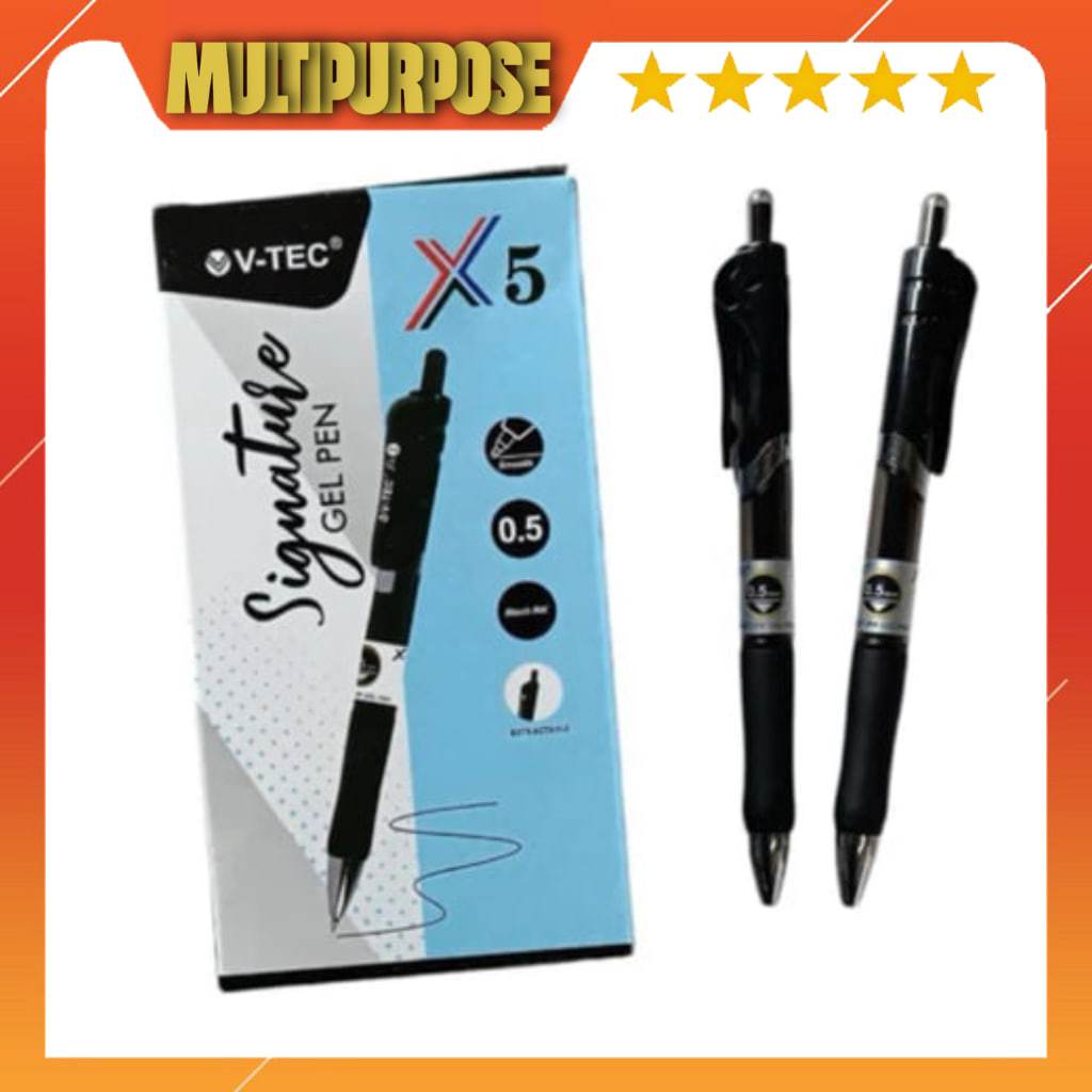 

VTec Ballpoint Pulpen Pena Gel Signature X5 0.5 mm (1Pack ISI 12) - Bolpen Gel pen Click