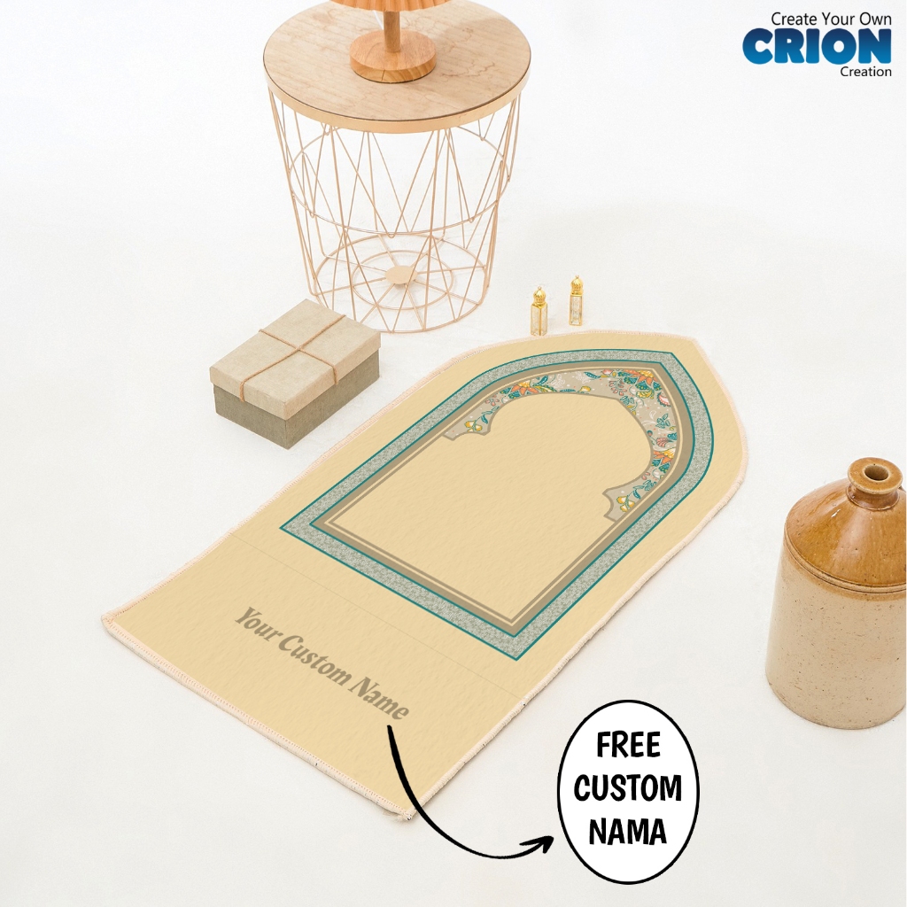 Sajadah kubah dewasa tebal dengan bulu halus motif batik - bisa custom nama - by Crion
