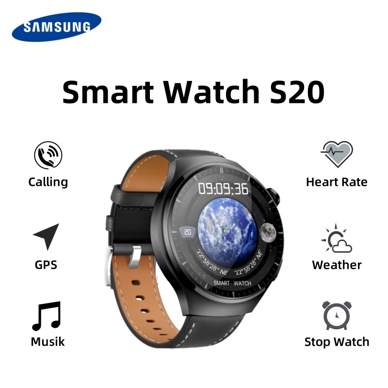 Original Samsung smartWatch S20 amoled jam tangan Pria Wanita Full Touch Screen Bluetooth Call Water