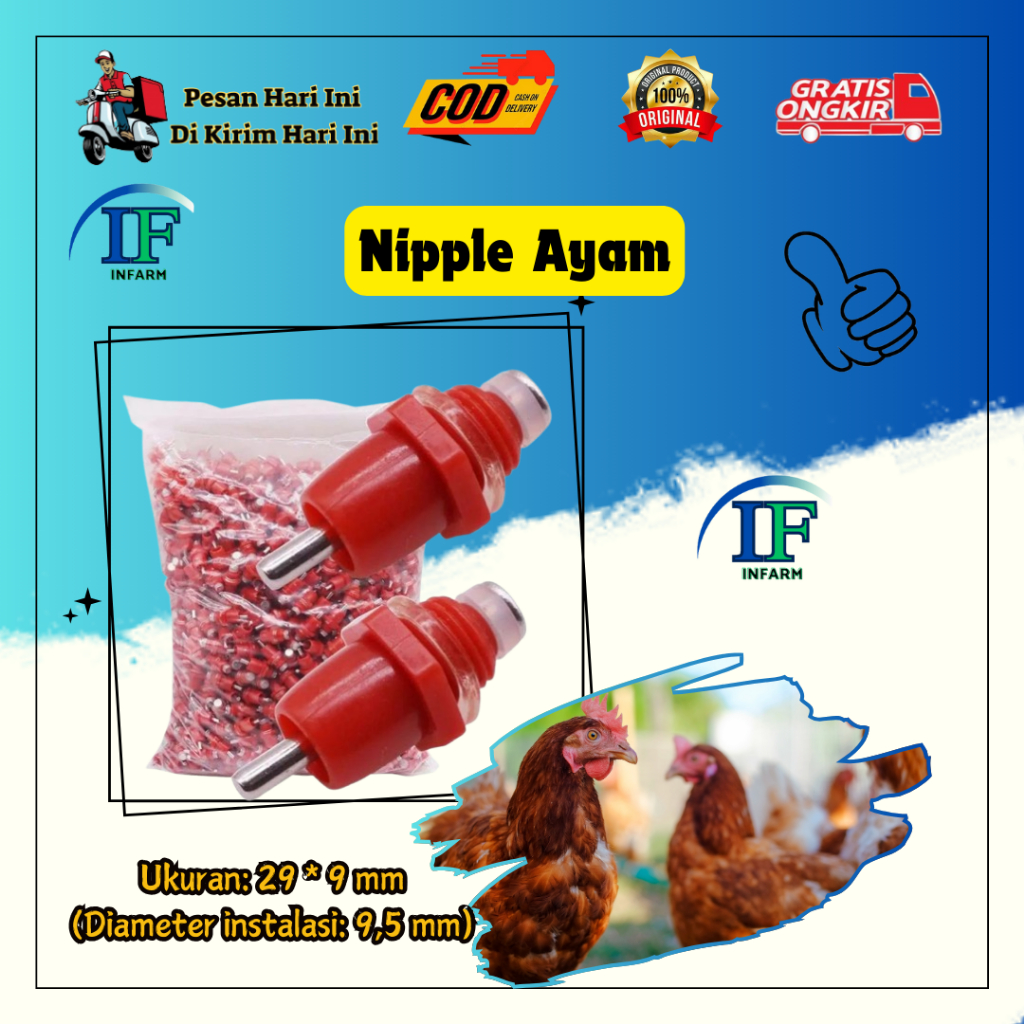 Alat Minum Ayam Puyuh Kelinci Otomatis P002 Nepel Merah Nipple Nepel Nipel Peternakan Hewan Ternak I