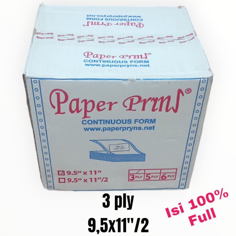 

kertas continuous form 3ply 9,5 x 11" isi full 1000 set