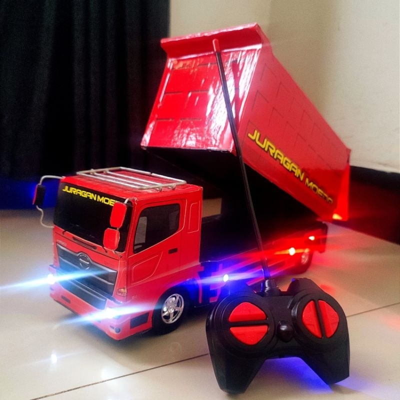 MINIATUR DUMP TRUK REMOTE CONTROL MERAH JURAGAN MUDA