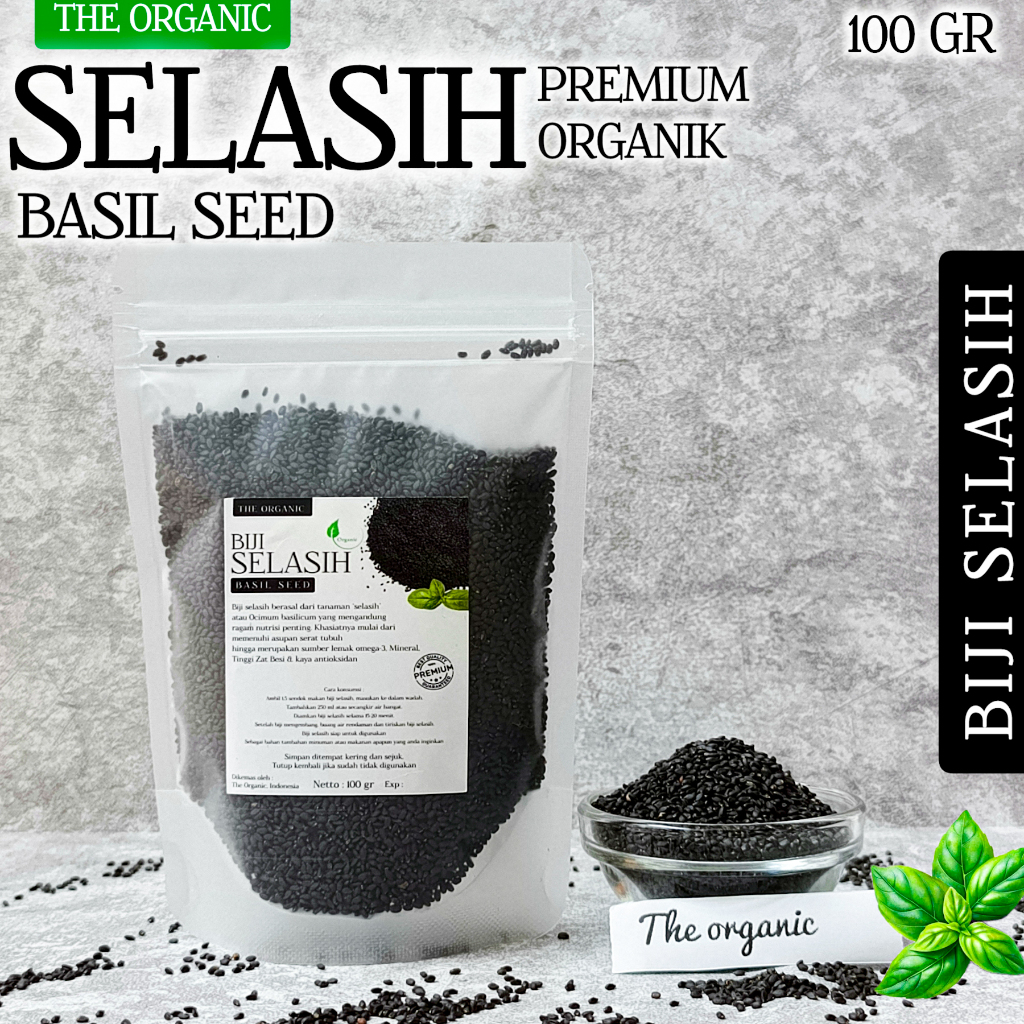 

100 gr Biji Selasih Premium Organik Basil Seed import bersih higienis