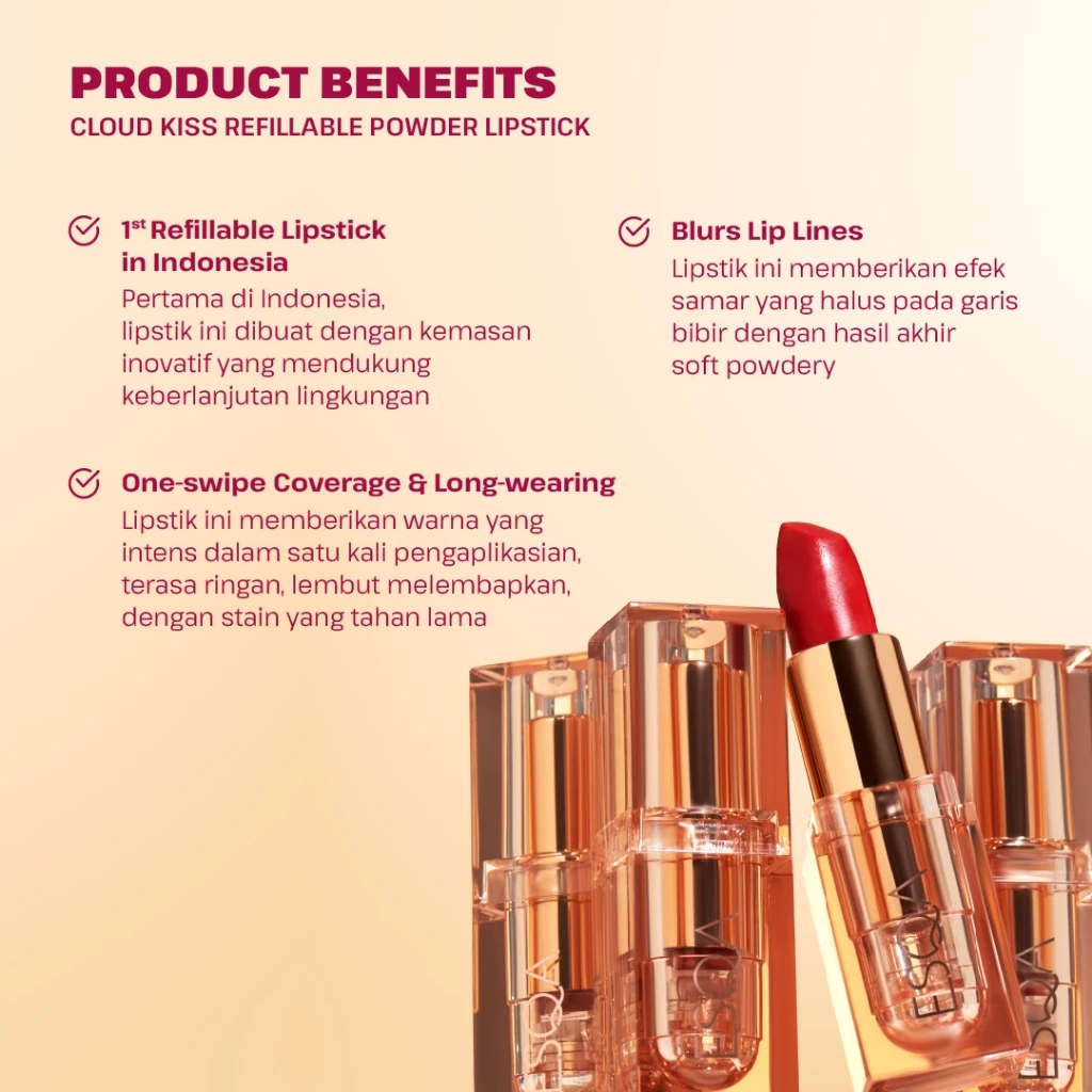❣️Rejeki.Shop❣️ESQA Cloud Kiss Refillable Powder Lipstick