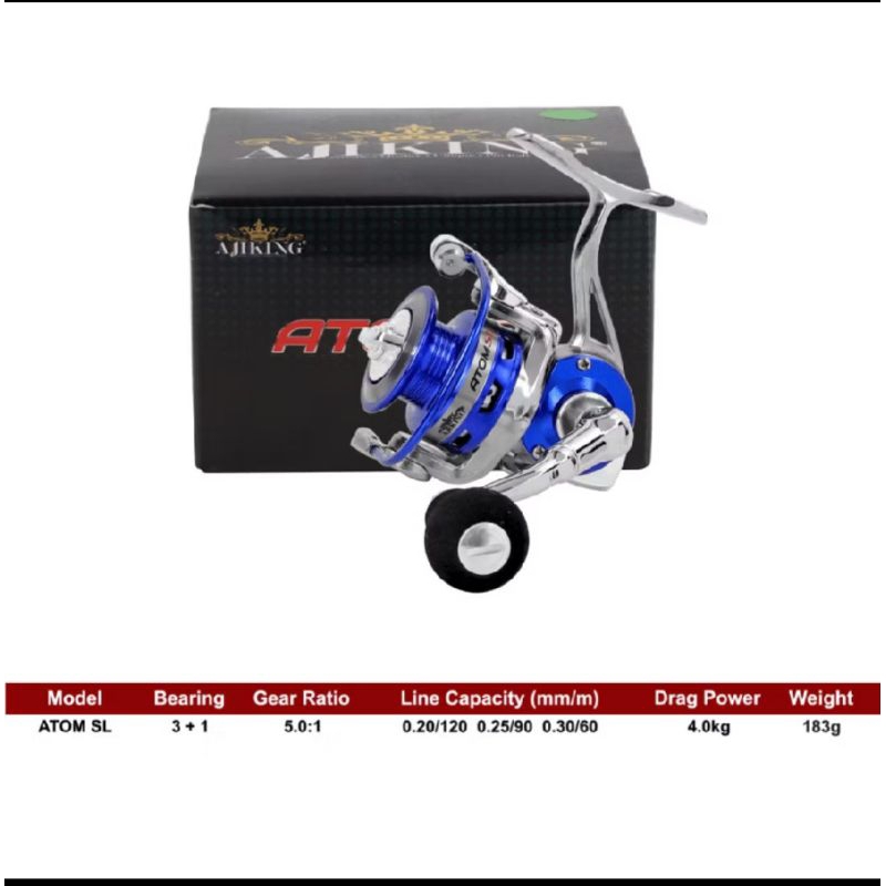 reel pancing ajiking atom sl setara ukuran 500 reel mini ajiking