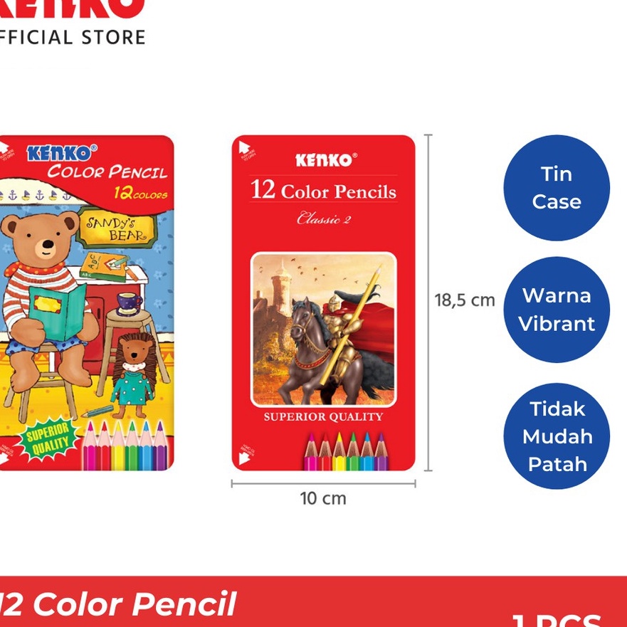 

Wow KENKO 12 COLOR PENCIL Pensil Warna CP12 Tin Case ClassicFancy