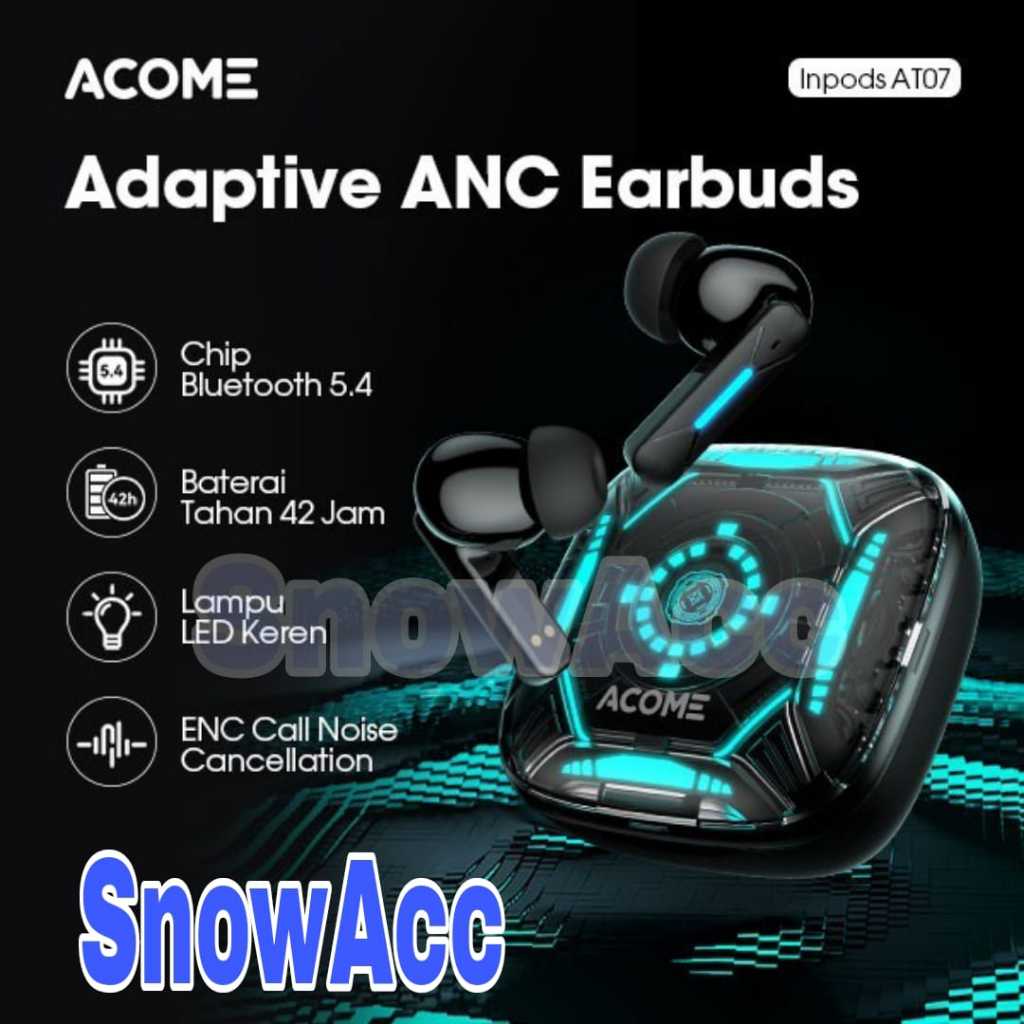 ACOME iNPODS AT07 TWS True Wireless Earbuds Headset Bluetooth 5.4 RGB ENC ANC IPX4 Gaming Earbuds