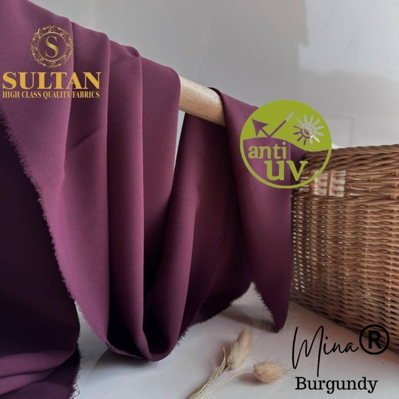 Kain Sultan Abaya Indonesia MINA Anti-UV Dark Burgundy polos