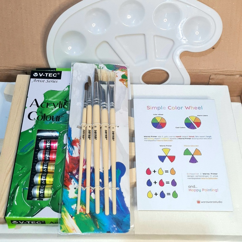 

Murah Melukis Painting Kit Lengkap Premium 2 Kanvas 3x2 Easel Cat Akrilik Palet Kuas VALUE