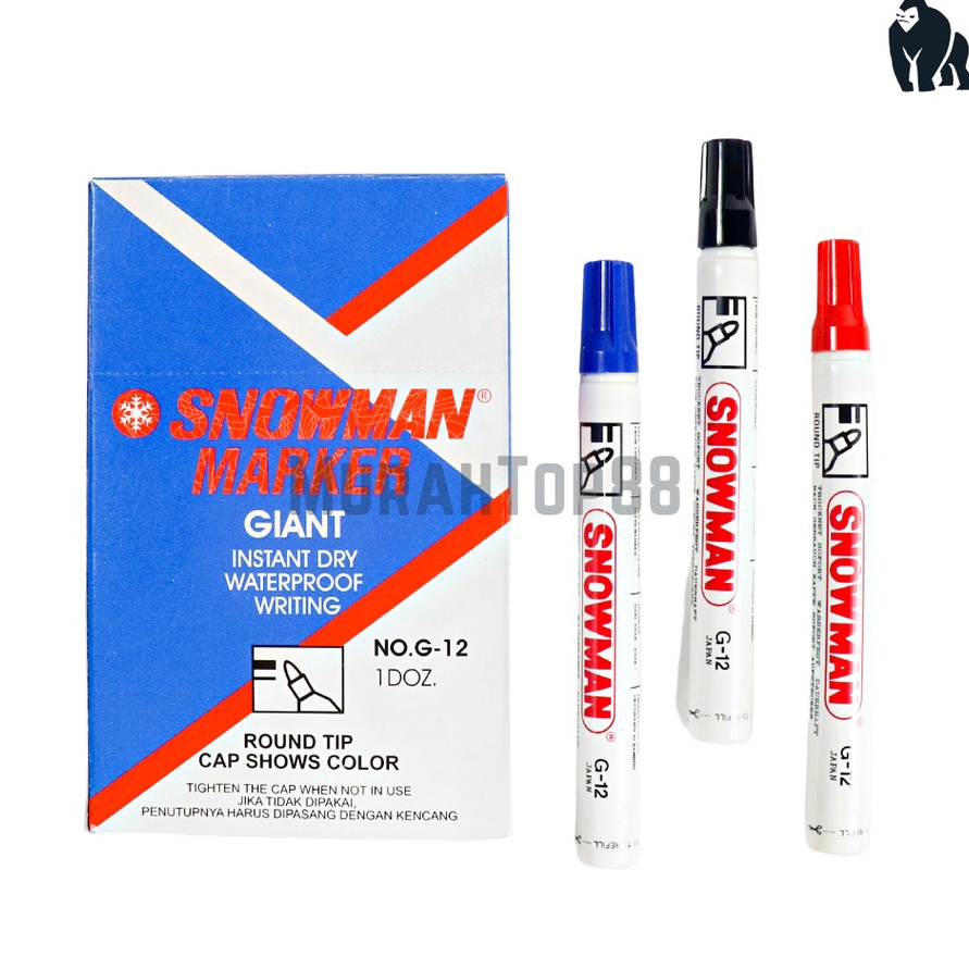 

DISKON MENGEJUTKAN Snowman Permanent Marker G12 Spidol Permanen Tidak Bisa Dihapus Hitam Merah Biru 1 Original PER PCS