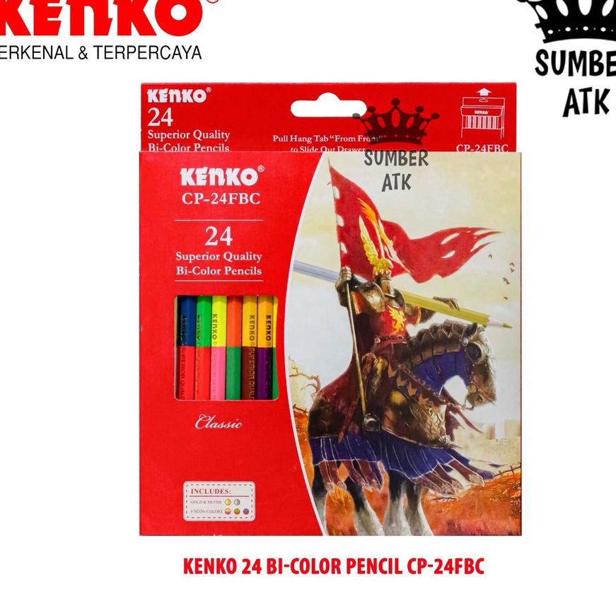 

Tawaran Pensil Warna KENKO 24 warna Bicolor CP24C 48 warna dengan 2 sisi Color Pensil