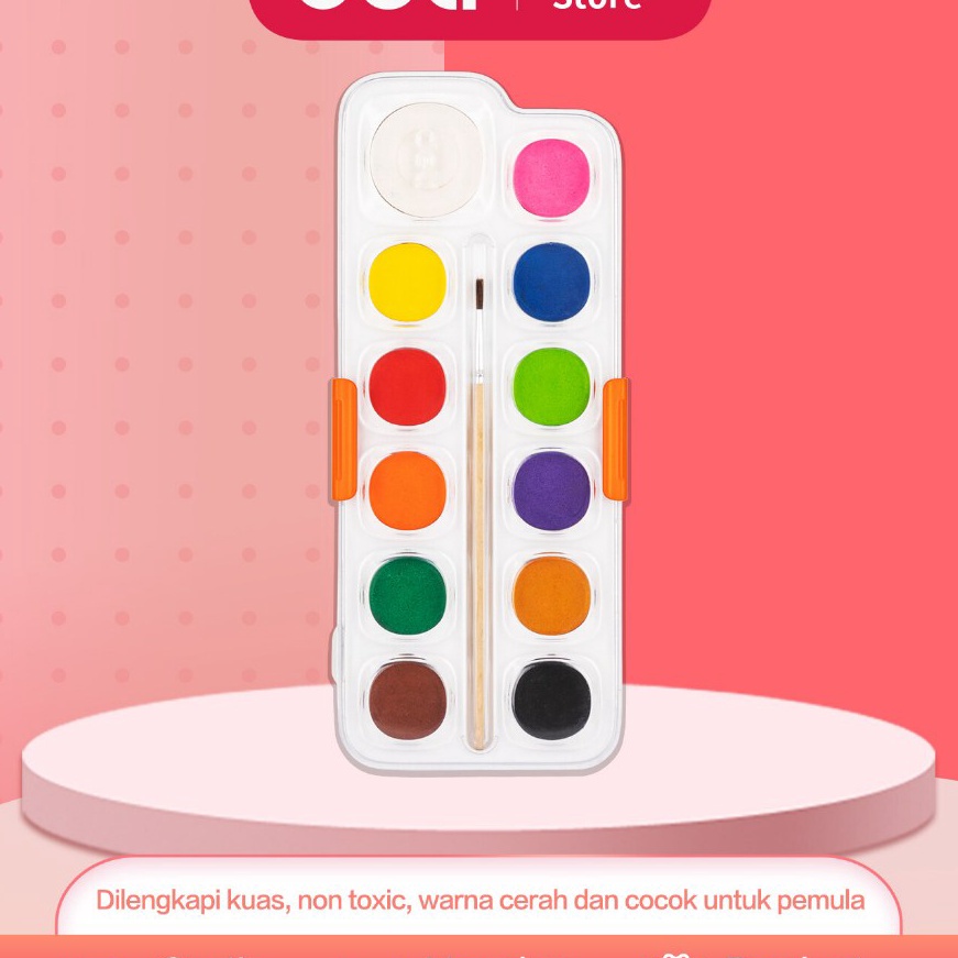 

Premium Deli Watercolor Paint Cat Air Padat 81221 Warna Kemasan Kotak Kuas EC18 EC112 EC121