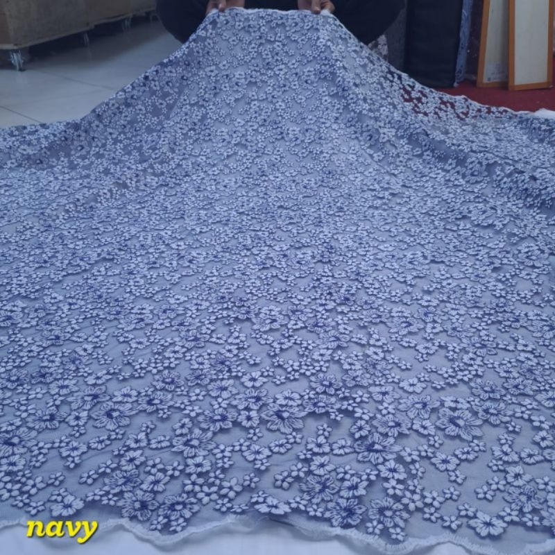 Bahan Kain Brokat Tille Embroidery Skin Two tone 2 Warna Mauve.