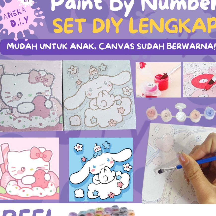 

Cepat 7 DIY Paint by Number Cinnamoroll Disney Kuromi Kartun Anak Melukis Anak Canvas Painting Kit Oil Painting DIY Painting kit Lukisan Melukis Mewarnai Kanvas Nomor Prakarya Anak