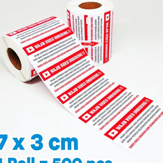

HJ6 Sticker Label Wajib Video Unboxing Stiker Pengiriman Olshop 7 x 3 cm 1 roll pcs