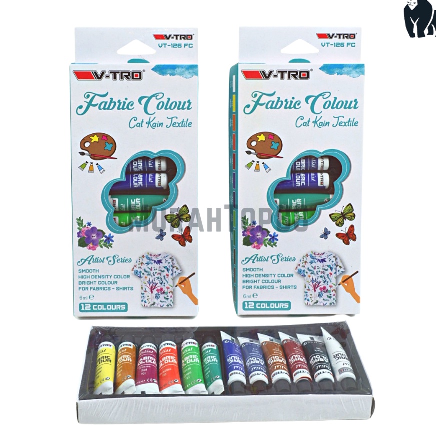 

KP8 Cat Kain Textile Vtro 12 Warna Fabric Colour Painting Set Cat Melukis Baju Tekstil Vitro Vtro