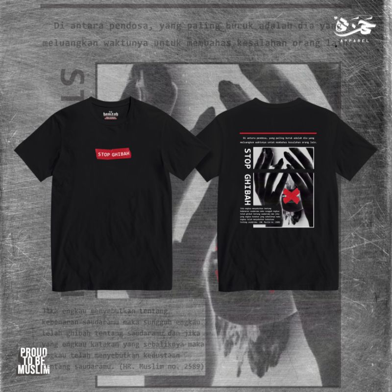 Kaos Dakwah - Stop Ghibah - Kaos Muslim - Hamzah Apparel