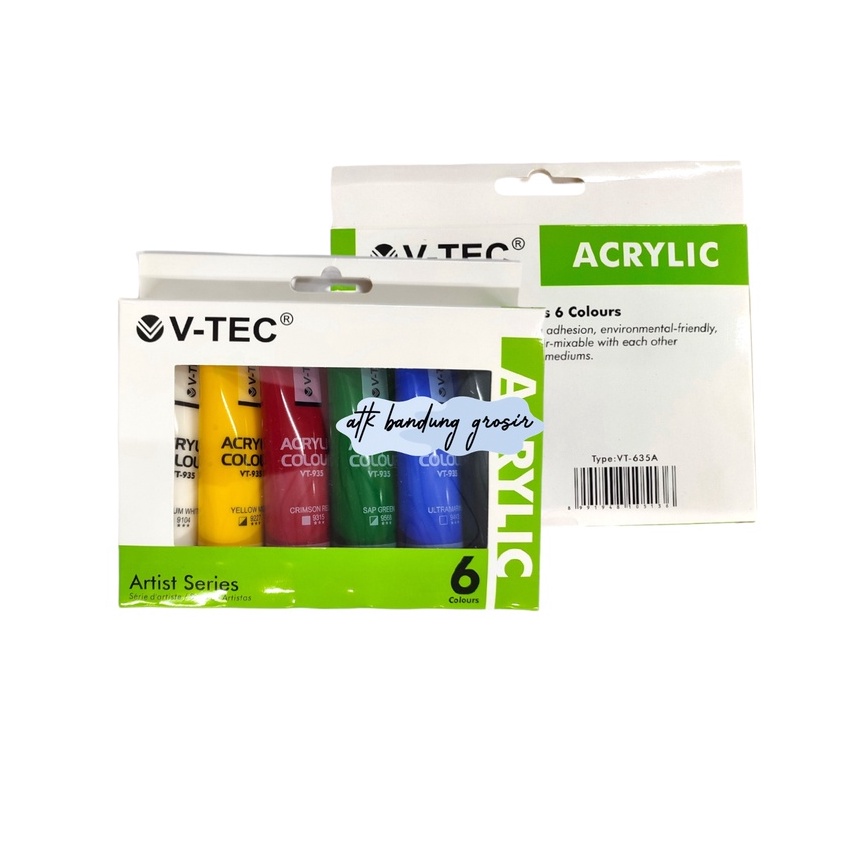 

Grosir Cat Akrilik VTEC VT635 Acrylic Colours 6 Warna x 35 ML Set