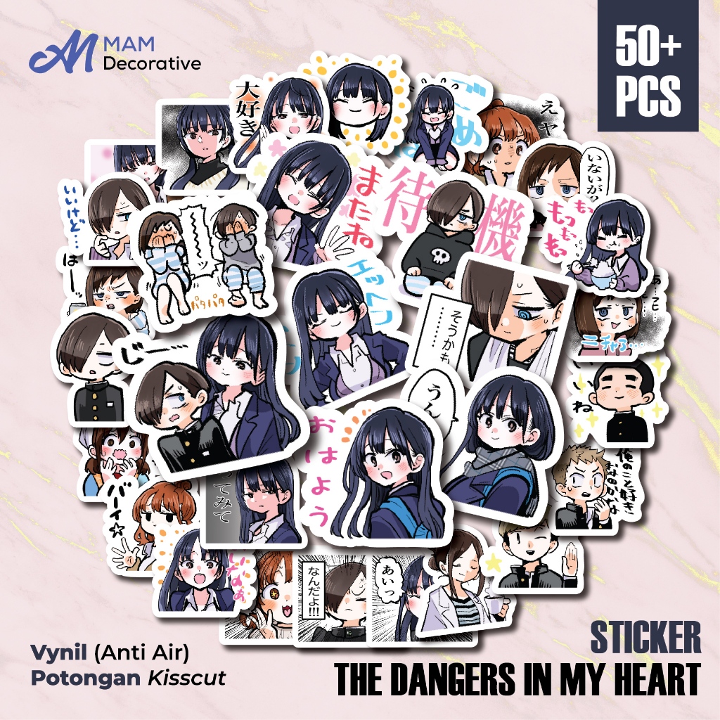 

50 PCS STIKER THE DANGERS IN MY HEART | Boku no Kokoro no Yabai Yatsu | Vinyl Waterproof | Stiker Helm Buku Journal Casing HP Laptop