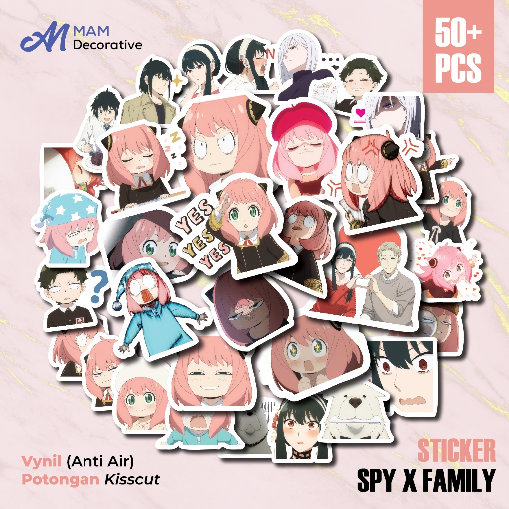 

50 PCS STIKER SPY X FAMILY | Vinyl Waterproof | Stiker Helm Buku Journal Casing HP Laptop