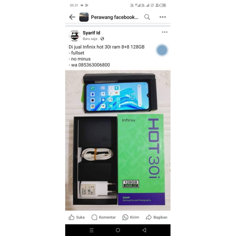 hp Infinix hot 30i ram 8+8 128