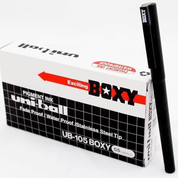 

BELI SATU GRATIS SATU Pulpen Boxy Uniball Boxy Uni Ball 5mm Hitam Biru UB15