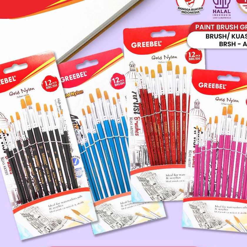 

Wah GREEBEL Kuas Lukis Brush Paint Set Kuas Melukis AB12F